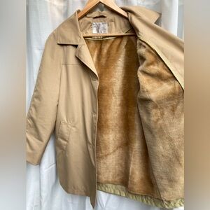 Vintage Sears All-Weather Coat w/ Faux Fur Lining, Tan, Women’s Size 16